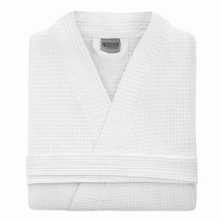 Bawelniany-Szlafrok-Kimono-Gofer-Wafel-Uniseks-Bialy-2.webp