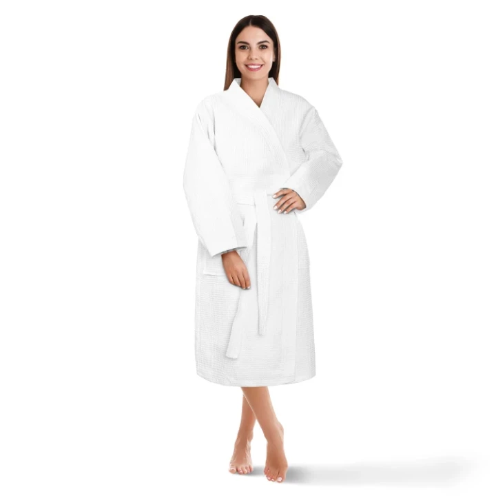 Bawelniany-Szlafrok-Kimono-Gofer-Wafel-Uniseks-Bialy-4.webp